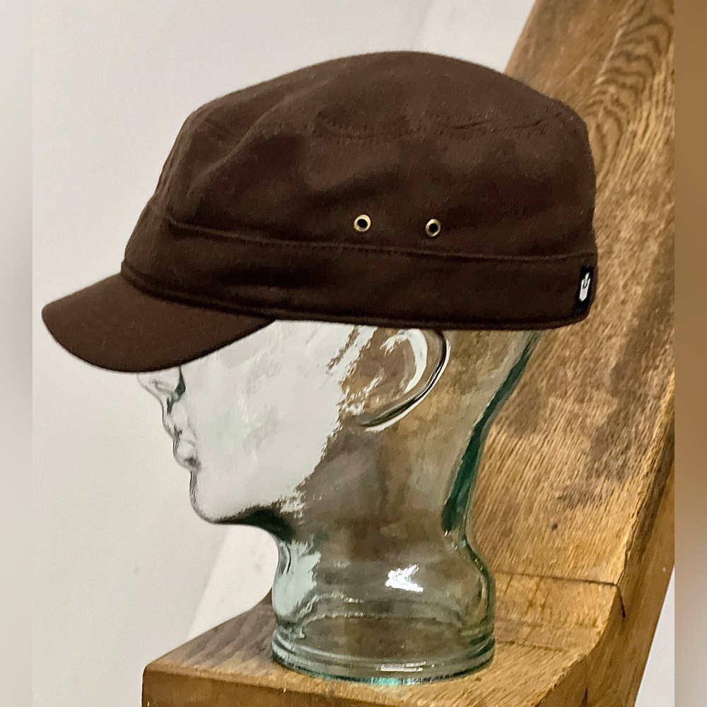 Men’s XL Fitted Goorin Brothers Brown Wool Blend Military Cadet Hat Cap